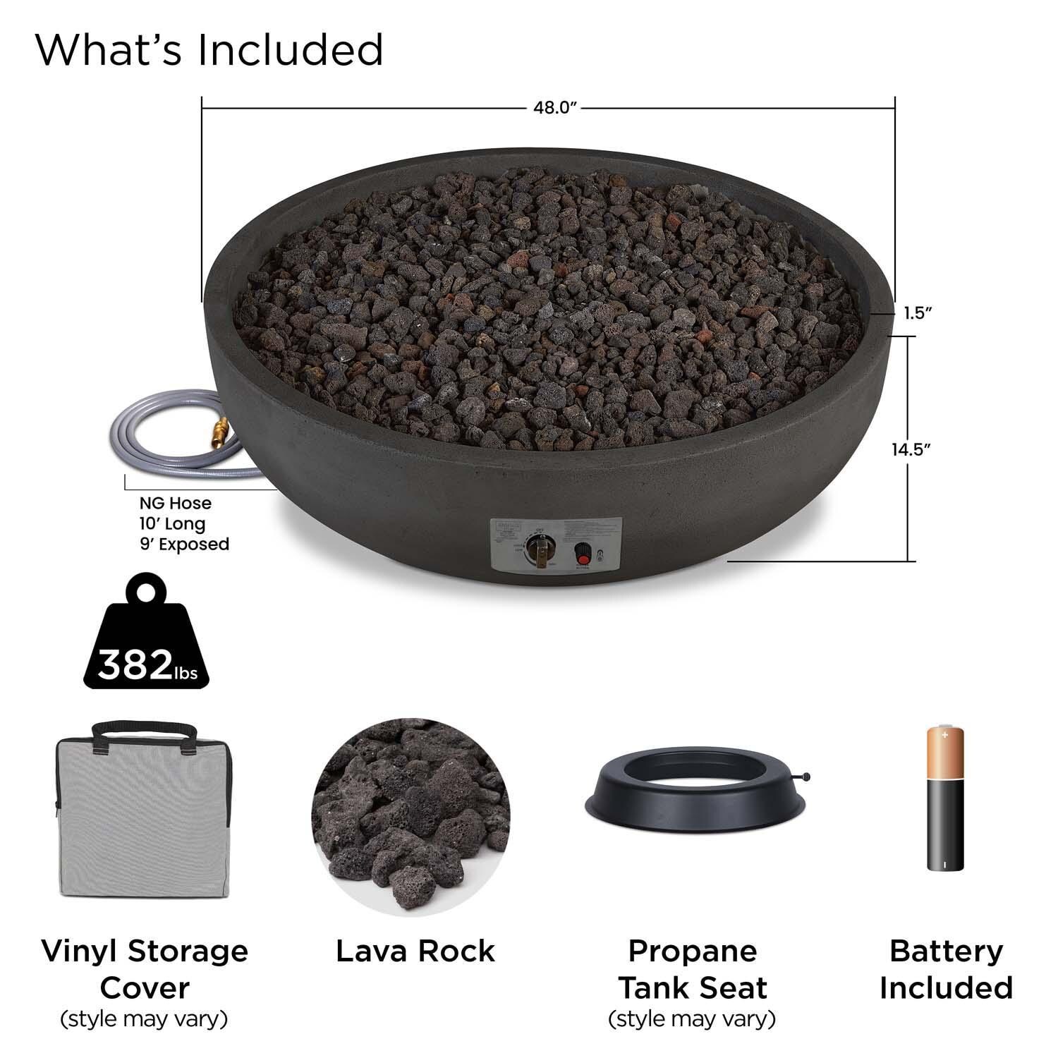 Grand Lake 48 Inch Round Concrete Natural Gas Fire Bowl in Gray by BBQGuys Signature - Included thumbnail