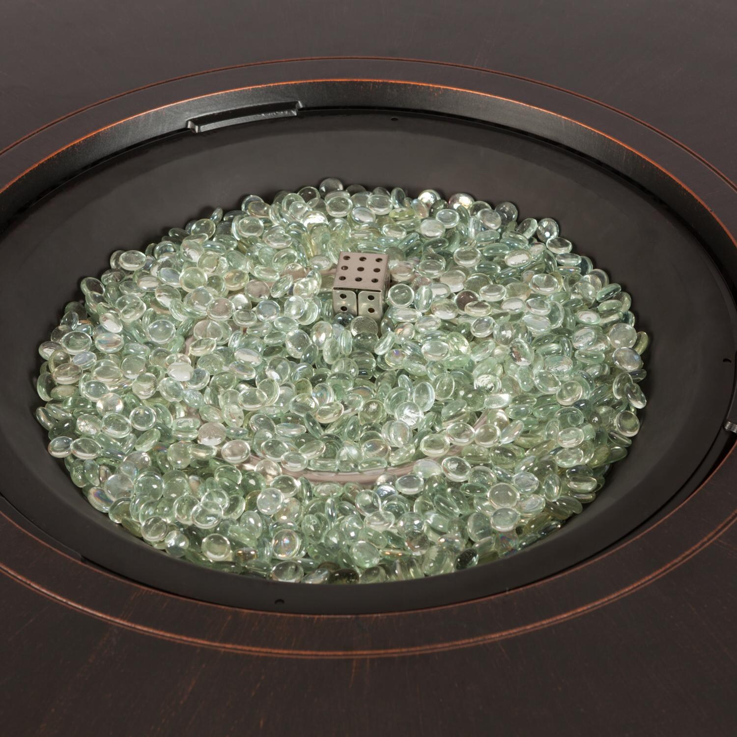 Ultimate Patio SC62353 La Flora 44-Inch Round Hammered Aluminum Propane Fire Pit Table - Burner thumbnail