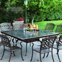 Darlee Sedona 9 Piece Cast Aluminum Patio Dining Set With Square Granite Top Table - Mocha / Brown Granite Tile image
