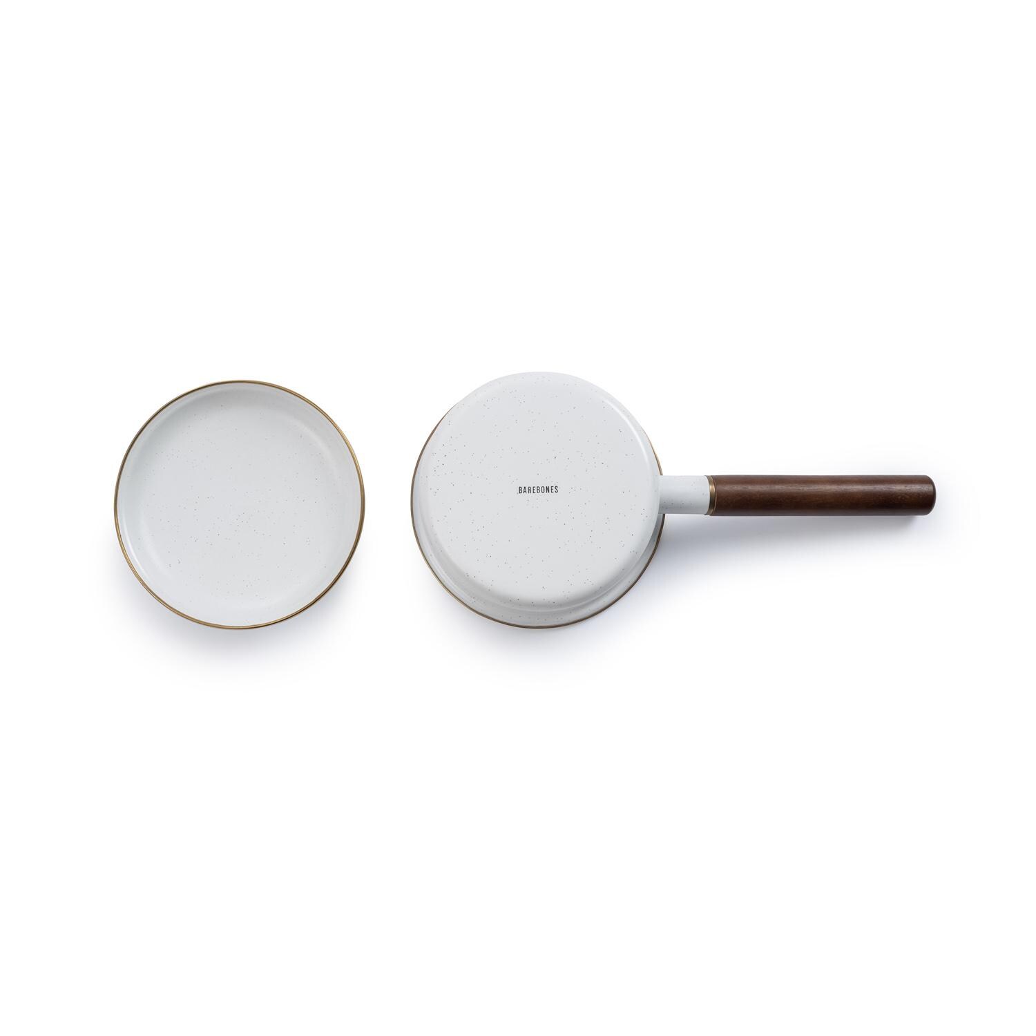Barebones Living CKW-396 Enamel Saucepan - Eggshell - Bottom View thumbnail