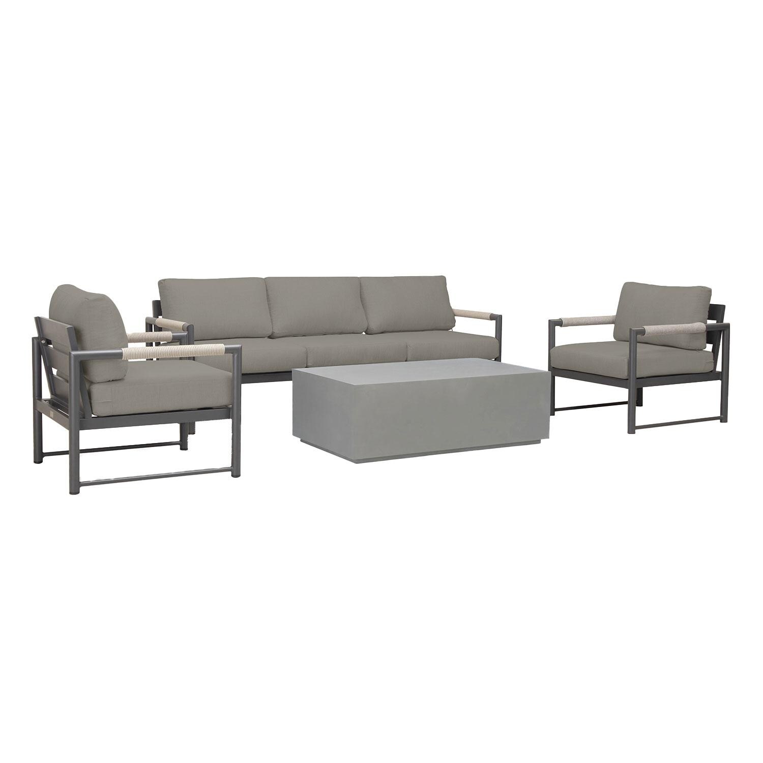 Lakeview AVEBAY-SL-PG-SET135-CC Avenue Bay Slate/Pebble Gray 4 Pc Sofa Set - Canvas Charcoal - Angled - White Background thumbnail