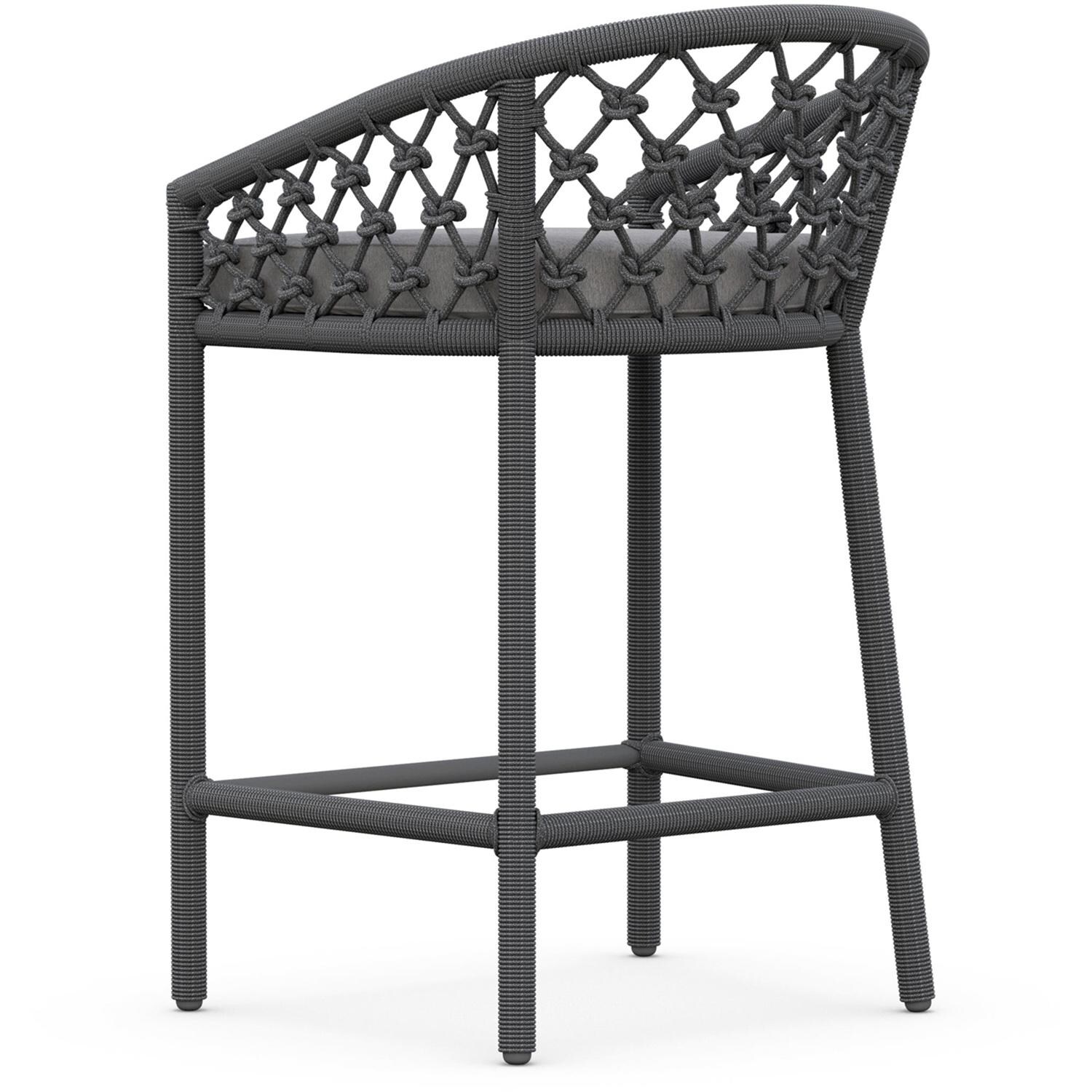 Azzurro Living Amelia Woven Rope Counter Stool in Ash/Fog - Back - White Background thumbnail