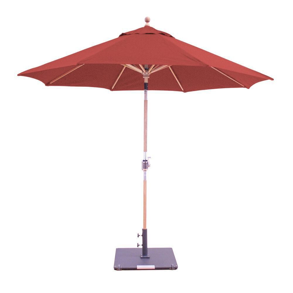 Galtech 9 Ft. Octagonal Wood Patio Umbrella W/ Crank Lift & Rotational Tilt - Teak Frame W/ Henna Sunbrella Fabric (Umbrella Base Not Included) thumbnail