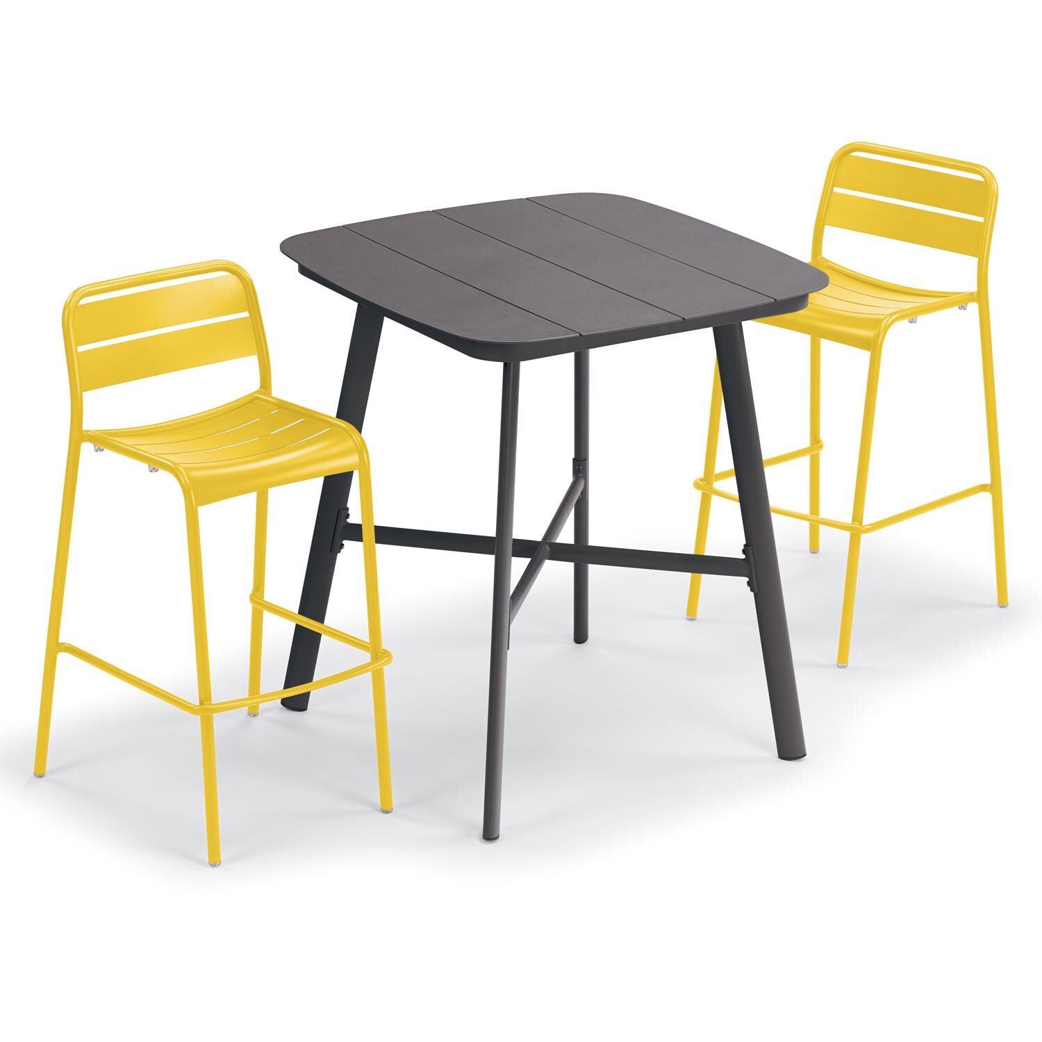 Oxford Garden Kapri 3 Pc Aluminum Bar Set in Carbon/Saffron - Front View thumbnail