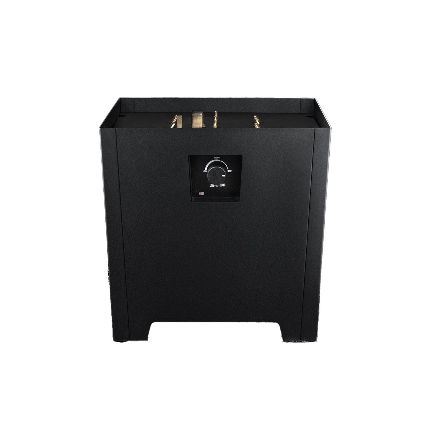 Firestorm 18 Inch Square Powder Coated Steel Propane Fire Pit in Black by Live Outdoor