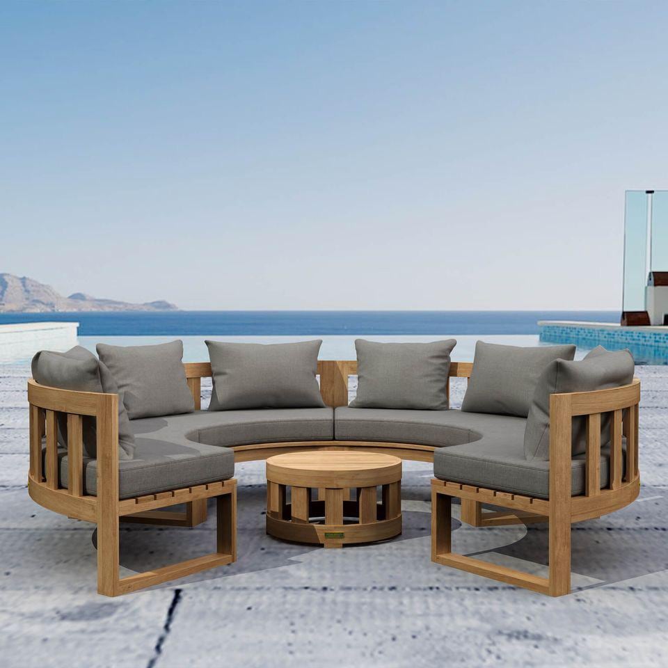 St. Charles 8 Person Teak Seating Set in Cast Slate by Lakeview Outdoor Designs