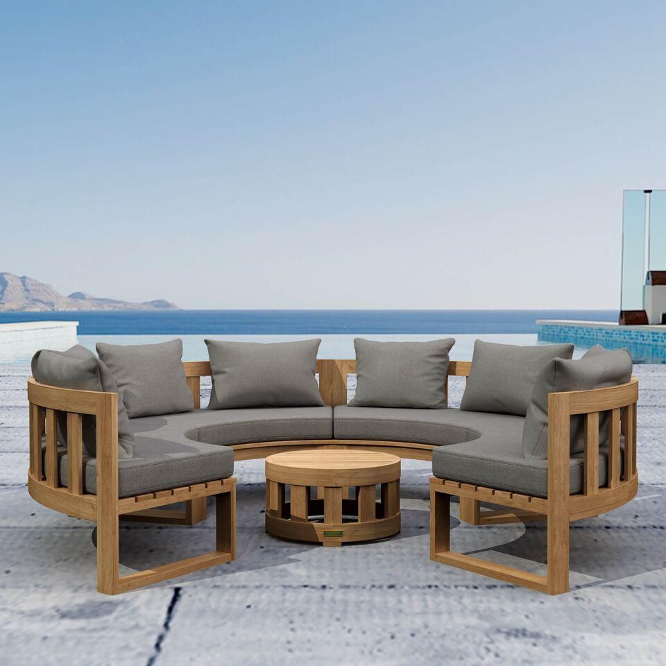 St. Charles 8 Person Teak Seating Set in Cast Slate by Lakeview Outdoor Designs