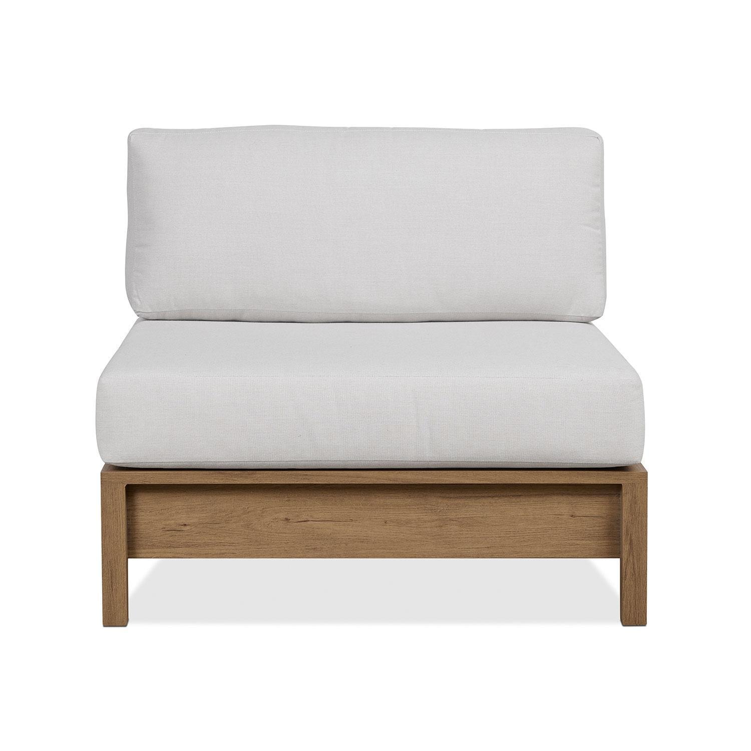 Heritage 33 Inch Armless Outdoor Chair in Beechwood W/ Sunbrella Cushions by Lakeview Outdoor Designs - Three Included - White Background thumbnail