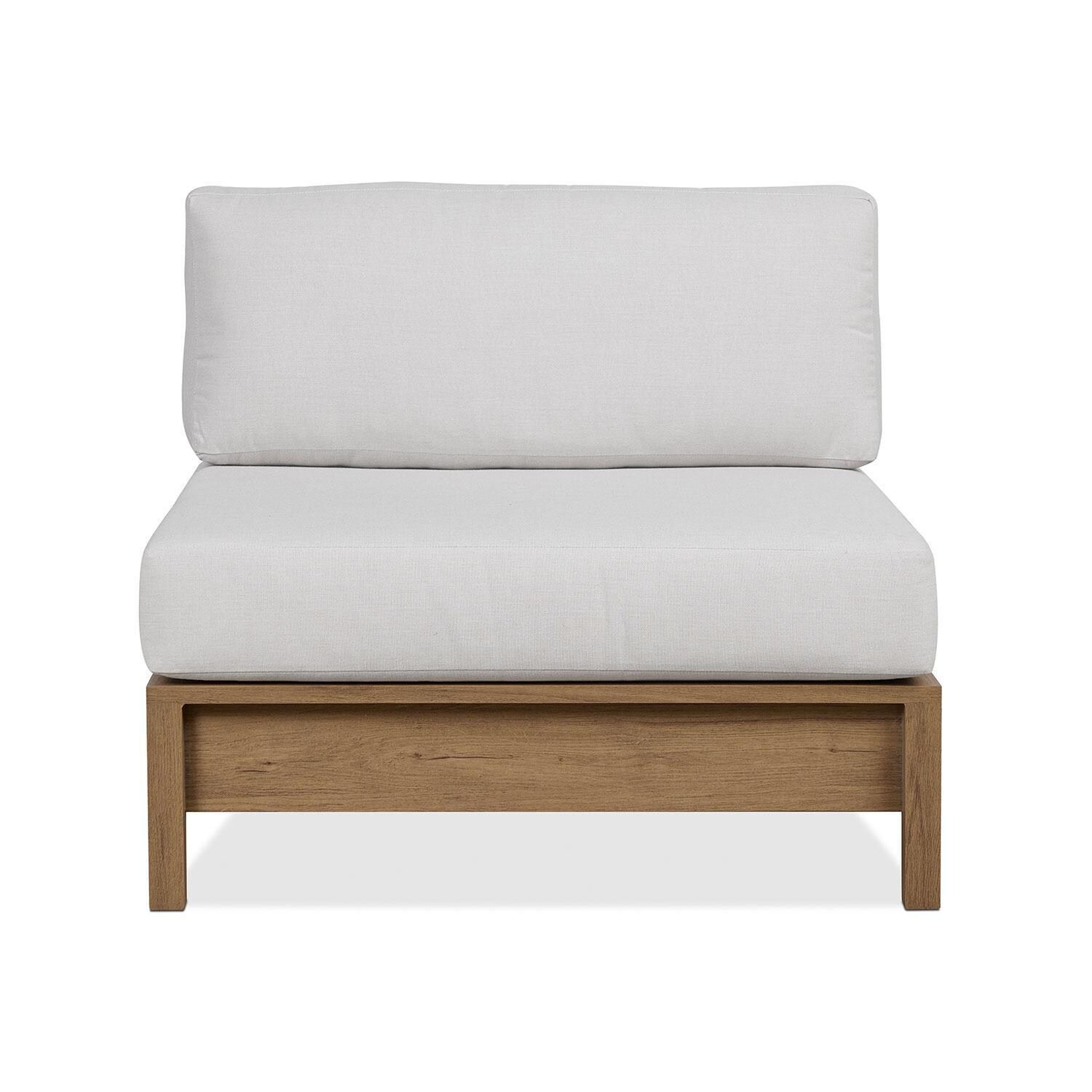 Heritage 33 Inch Armless Outdoor Chair in Beechwood W/ Sunbrella Cushions by Lakeview Outdoor Designs - Three Included - White Background thumbnail