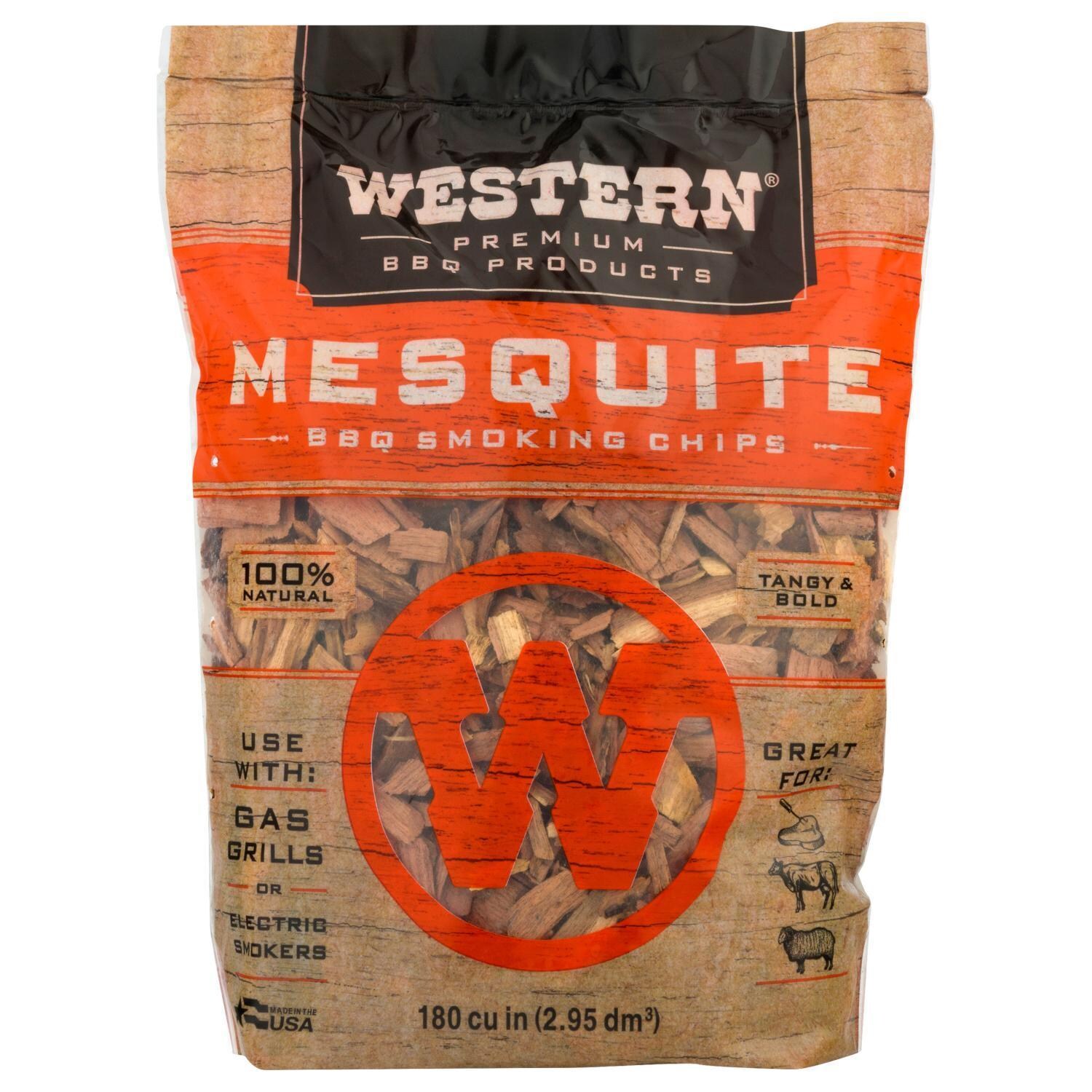 Western 78074 Mesquite BBQ Smoking Chips (180 Cu. In.) - White Background thumbnail