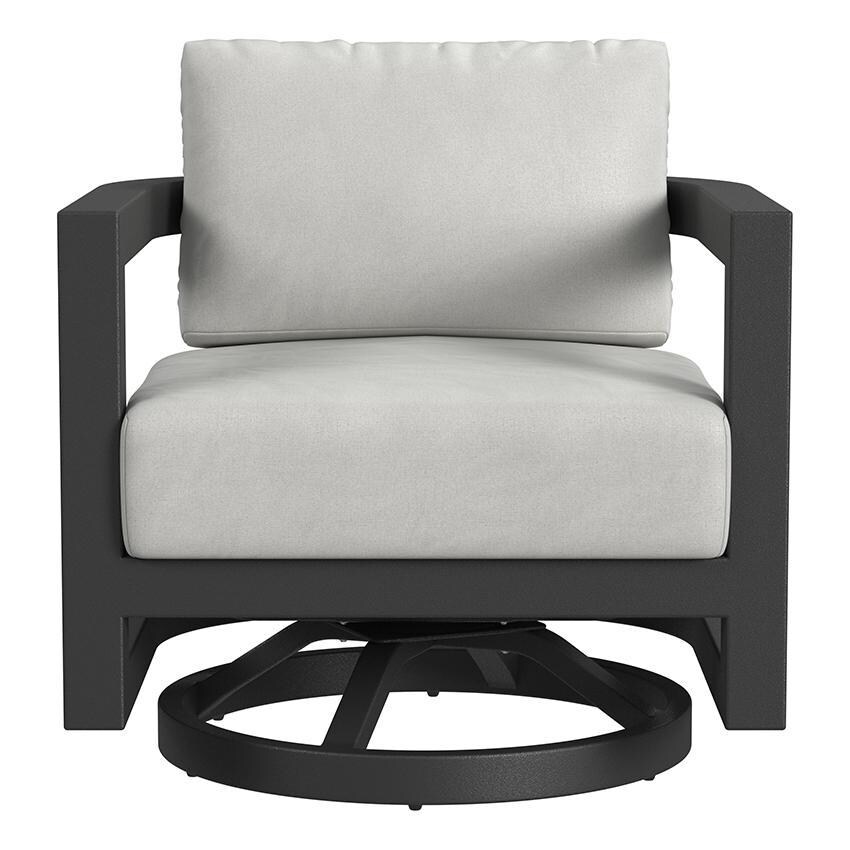Malibu Aluminum Swivel Chair in Black/Soothe Pearl by Sunset West