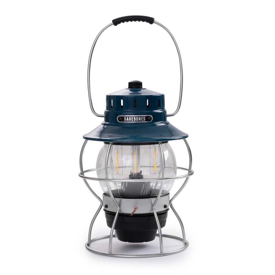 Barebones Living LIV-181 Railroad Lantern - Ocean Blue - Flame Off Front View thumbnail