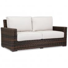 Montecito Wicker Patio Loveseat W/ Sunbrella Canvas Flax Cushions By Sunset West image