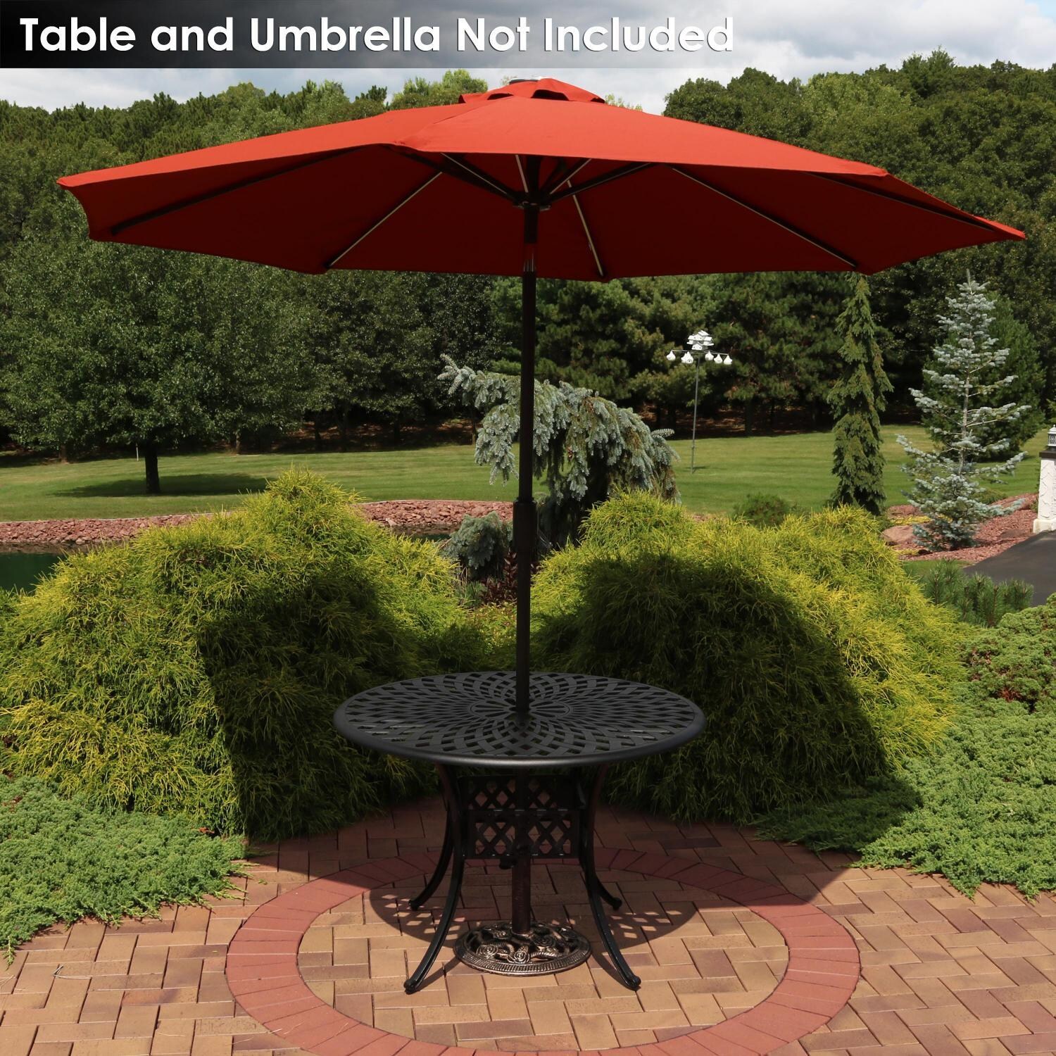 Ultimate Patio 17 Lb Rose Blossom Cast Iron Umbrella Base - Bronze - Supporting Umbrella Under Patio Table (Umbrella & Table Not Included) thumbnail
