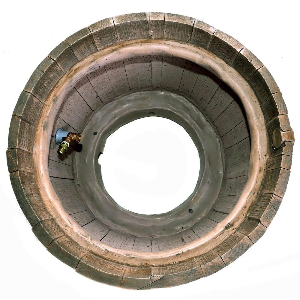 Tretco 25-Inch Wine Barrel Round Concrete Fire Pit - Weathered Finish - Interior thumbnail