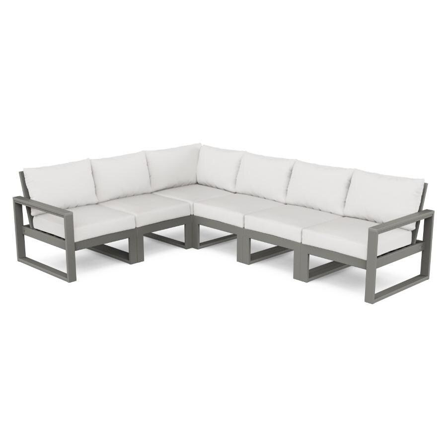 POLYWOOD EDGE 6-Piece Modular Deep Seating Set in Slate Grey / Natural Linen thumbnail