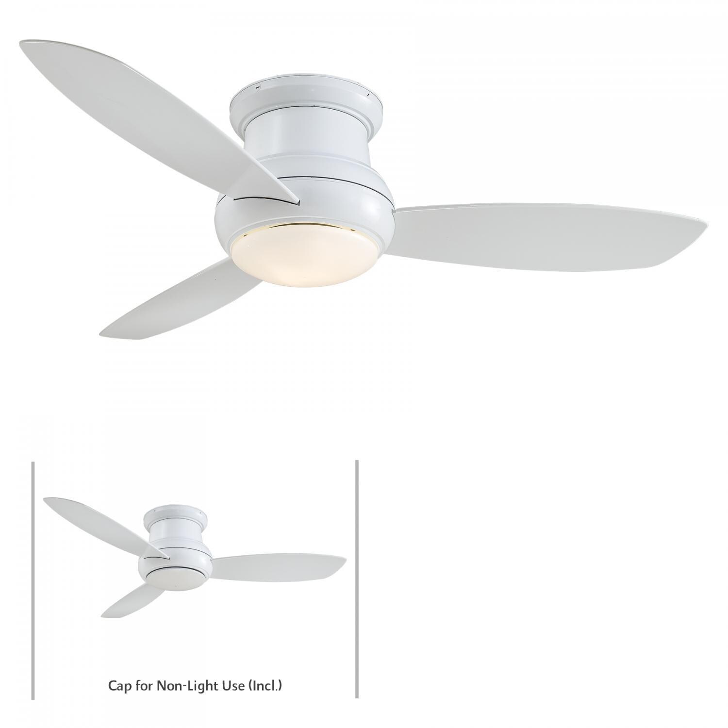 Minka-Aire F474L-WH Concept II Wet 52-Inch 3-Concave Blade LED Ceiling Fan in White Finish w/ White Blades & White Opal Glass thumbnail