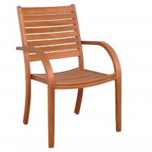 Amazonia Arizona Eucalyptus Stacking Patio Dining Arm Chairs - Set Of 4