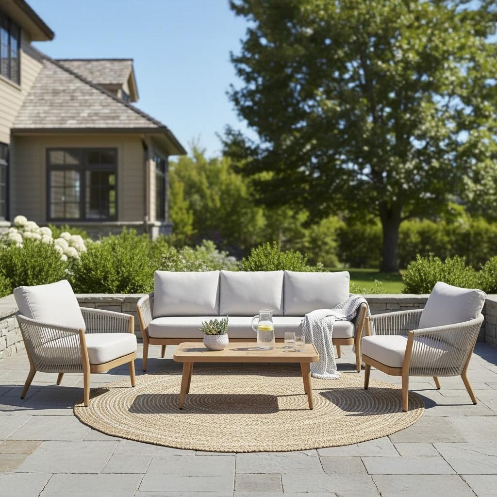 Camellia 4 Pc Aluminum Seating Set W/Beige Cushions by Lakeview Outdoor Designs