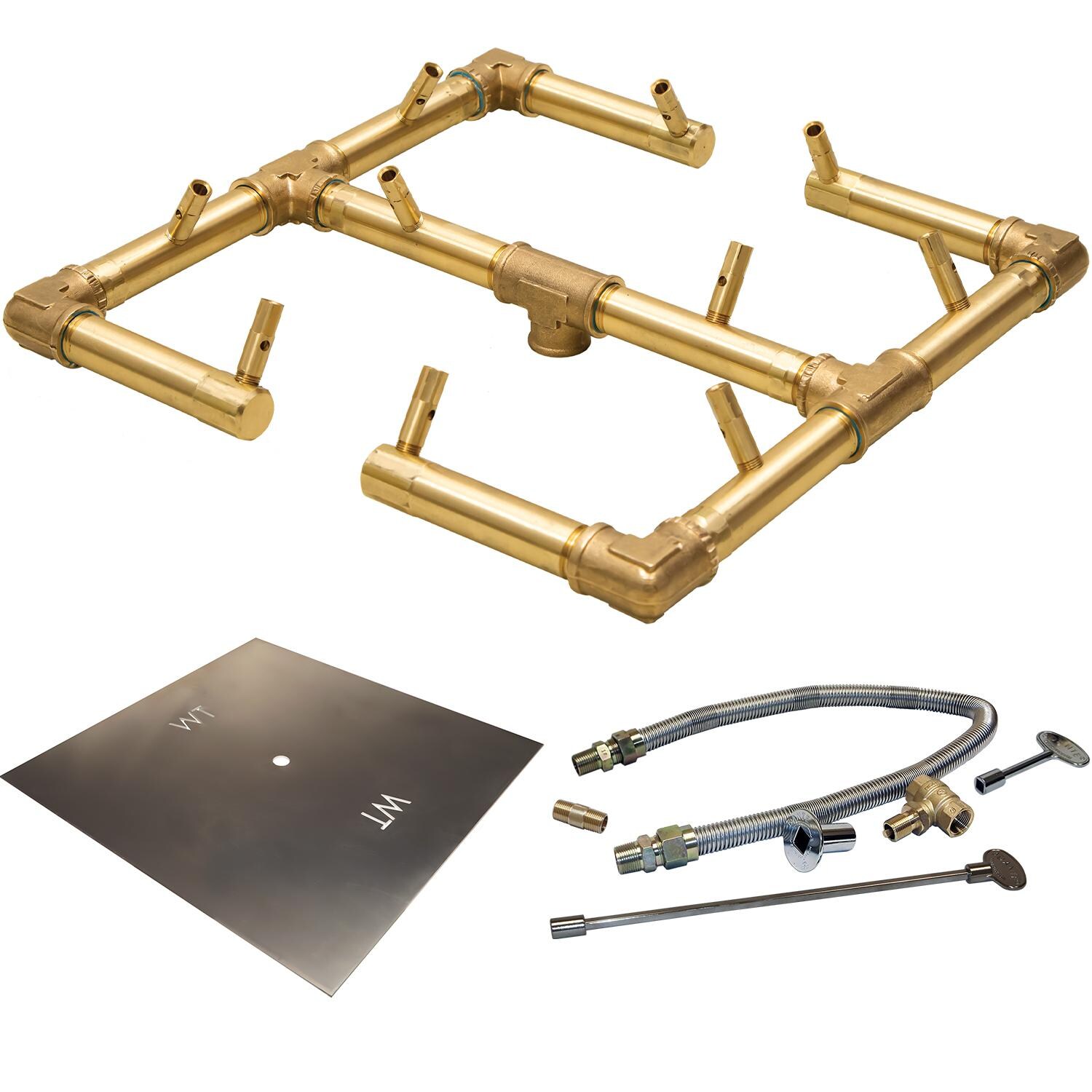 Warming Trends CFB120NGALPL24SFK1 24-Inch Square Natural Gas Fire Pit Burner Kit W/ 13-Inch Original Crossfire Brass Burner - Match Light Ignition thumbnail