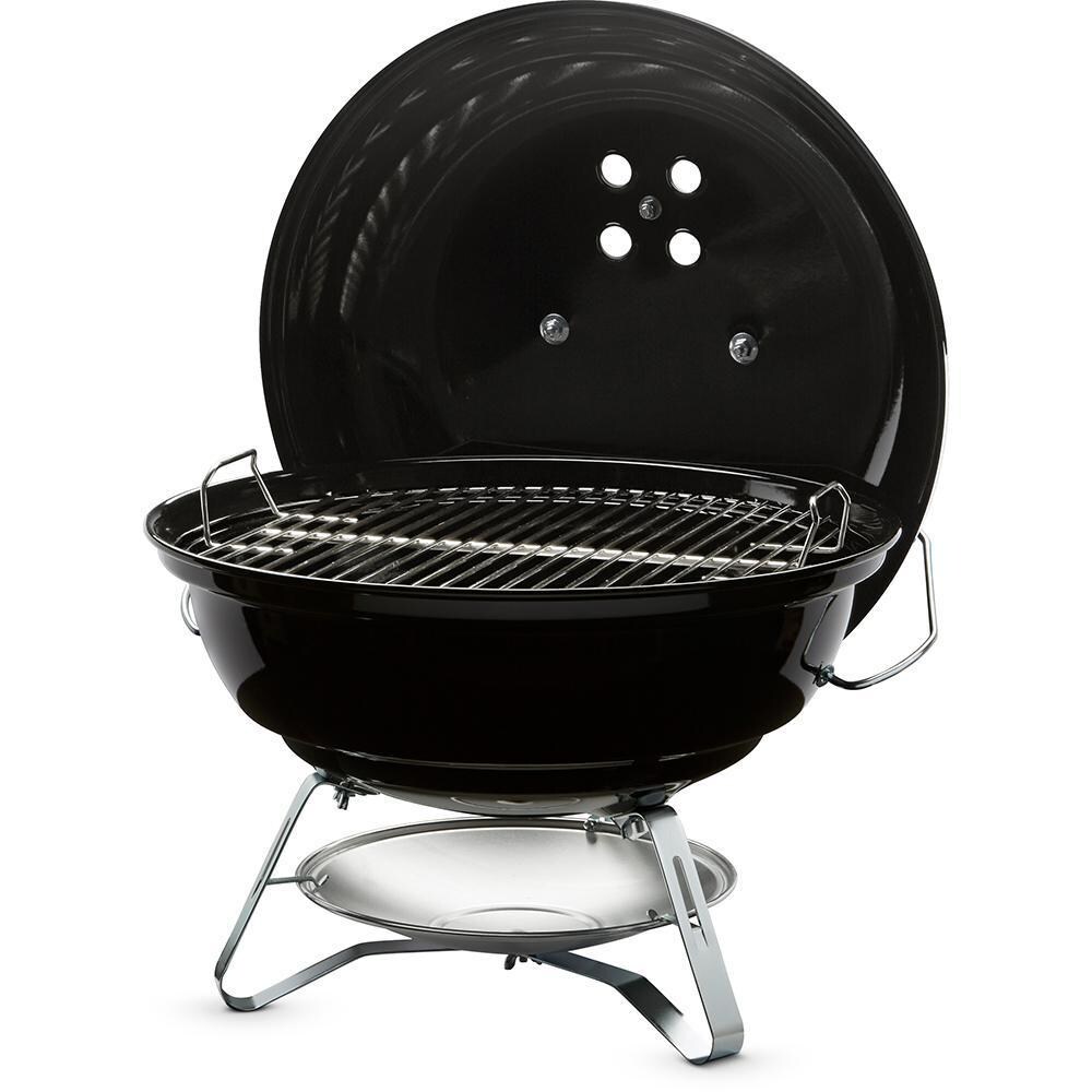 Weber 1211001 Jumbo Joe 18-Inch Portable Charcoal Grill - Front View With Lid Open - White Background thumbnail
