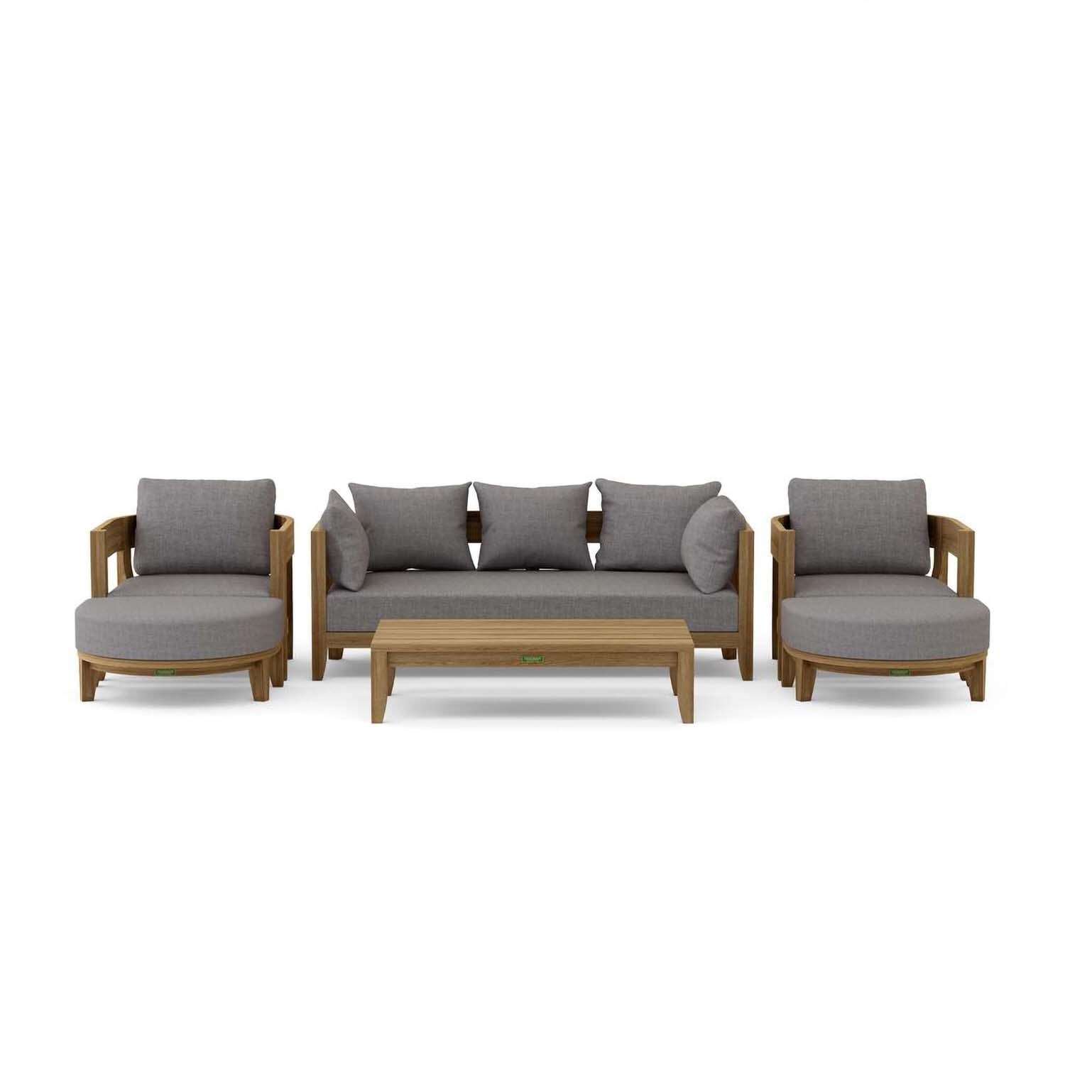 Avondale 6 Pc Teak Seating Set in Cast Slate by Lakeview Outdoor Designs - White Background thumbnail