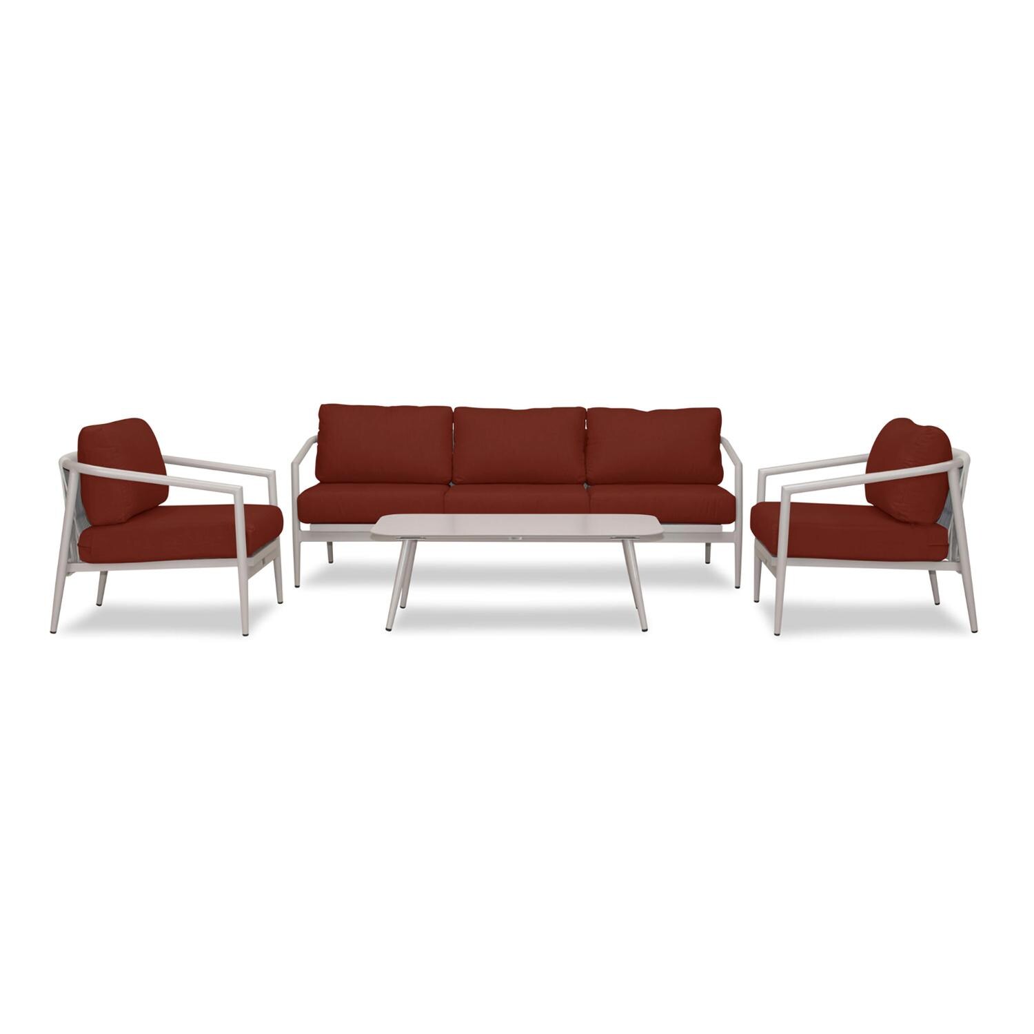 Lakeview Midnight Cove 4 Pc Aluminum Sofa Seating Set in Urban Stone/Carrera/Canvas Henna - Front - White Background thumbnail