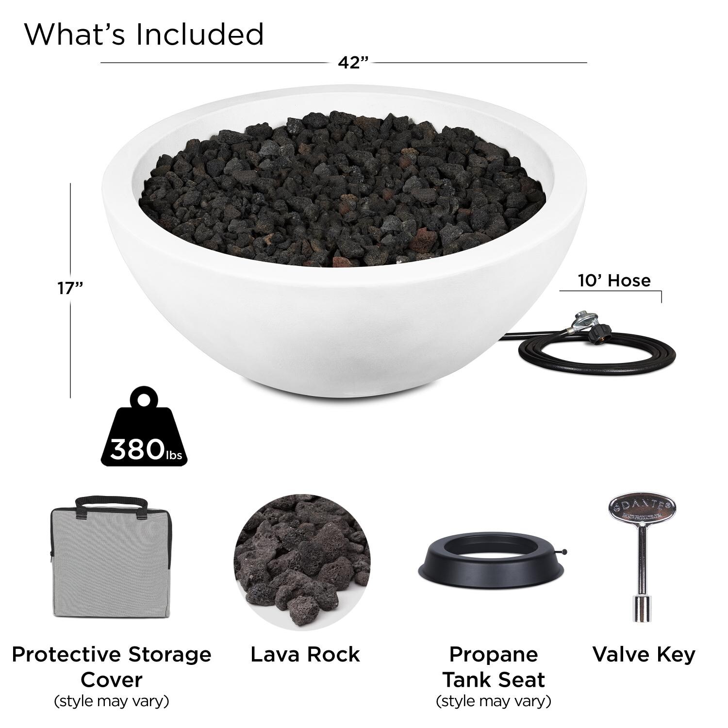Dustyview 42-in Rectangular Concrete Natural Gas Fire Bowl in Chalk by BBQGuys Signature - Included - Detail thumbnail