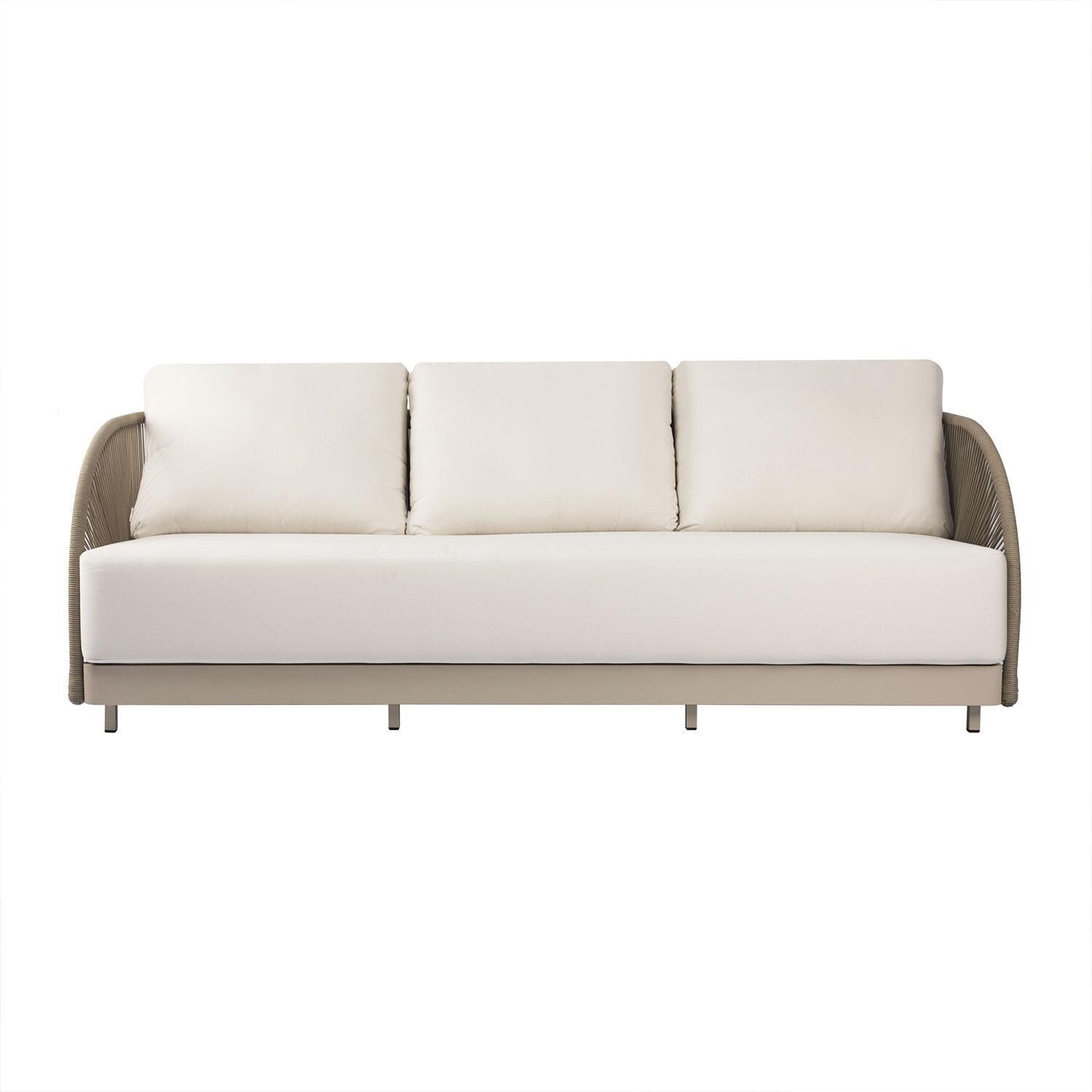 Elementi OS-2502T Malibu Outdoor Aluminum 3 Person Sofa w/ Sunbrella Cushions - Display - White Background thumbnail
