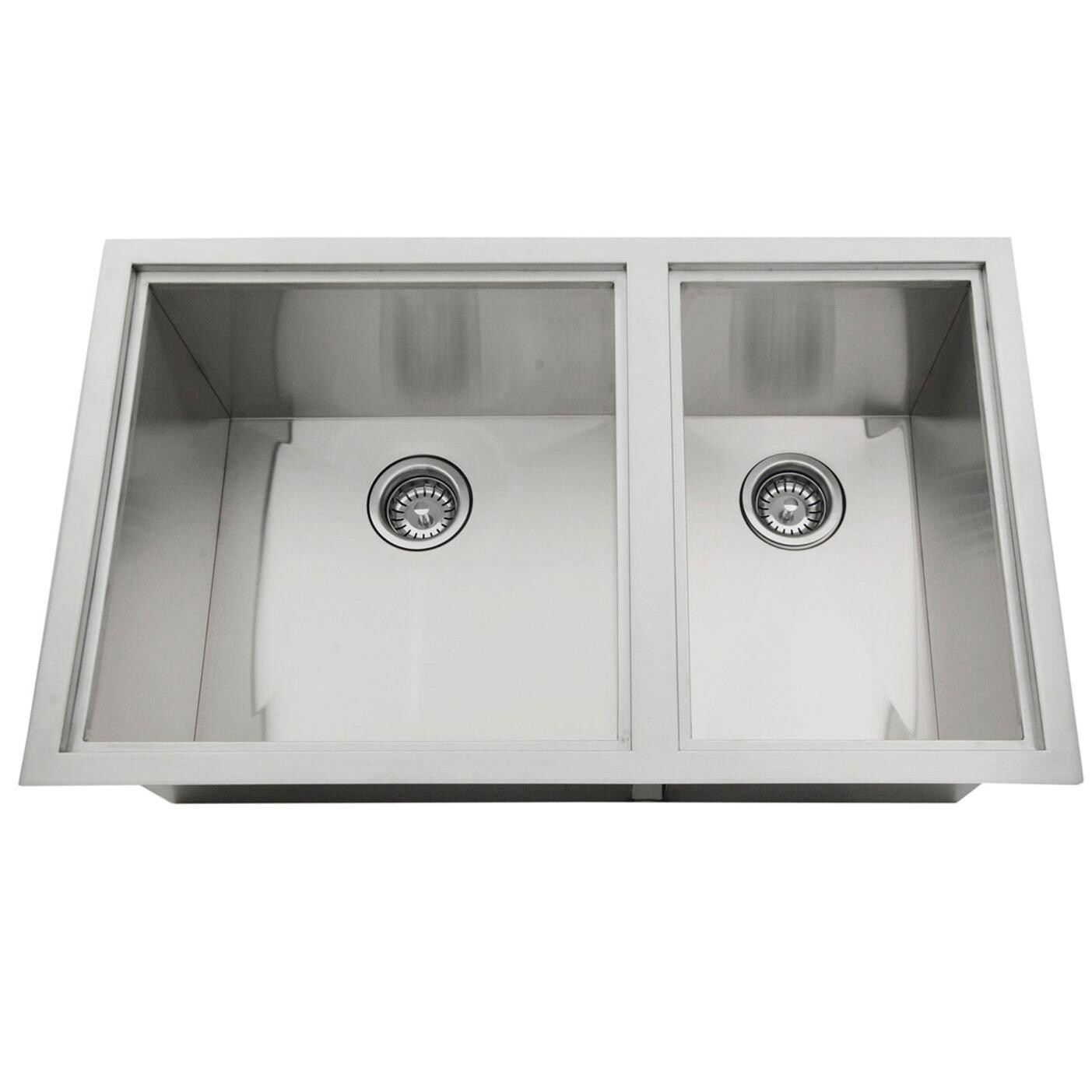 Sunstone B-SK34 Over/Under 34 X 12-Inch Height Double Basin Sink W/2 Covers - View from Above thumbnail