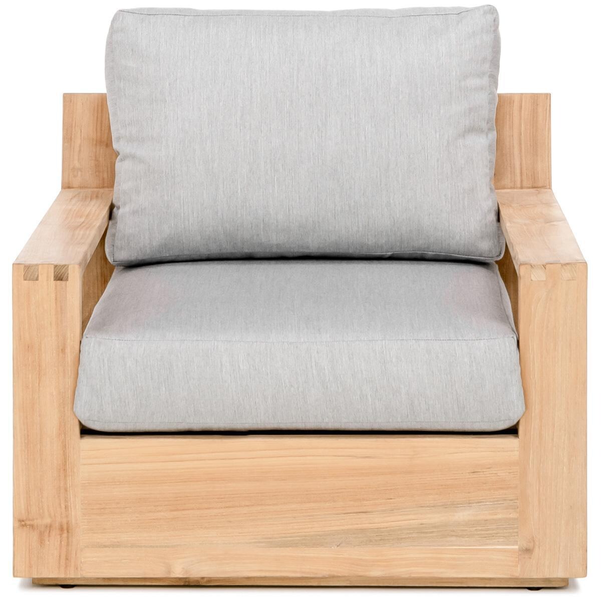 Teak + Table Atlantic Teak Patio Club Chair in Granite - White Background thumbnail