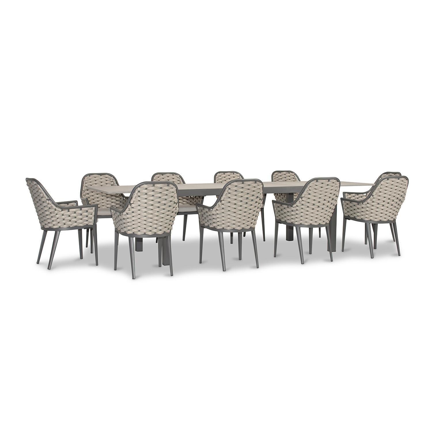 Chloe Bay 13 Pc Aluminum Extendable Dining Set in Slate/Concrete by Lakeview - Side View - White Background thumbnail