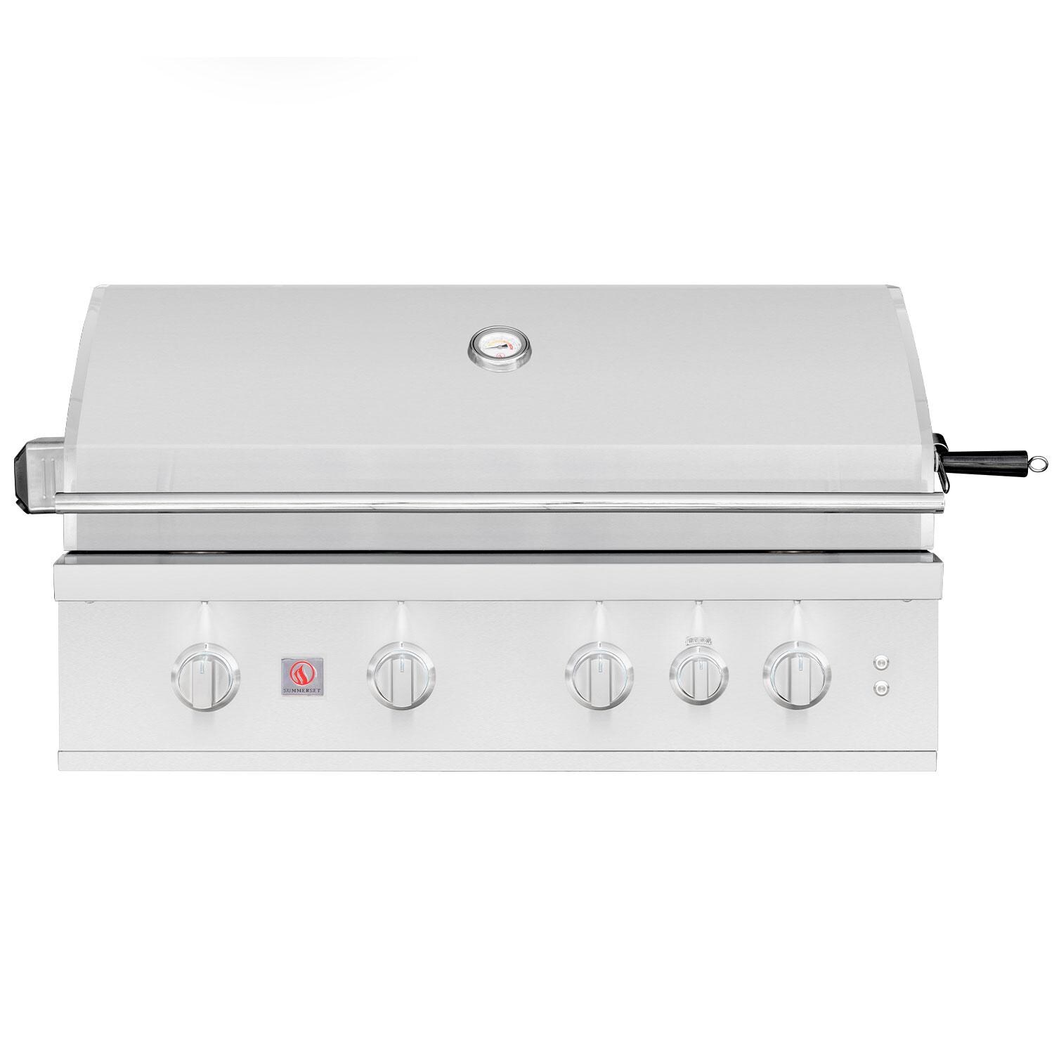 Summerset TRLPRO40 TRL Pro 40-in 4 Burner Built-In Natural Gas Grill w/ Rear Infrared Burner & Rotisserie Kit - Hood Closed - White Background thumbnail