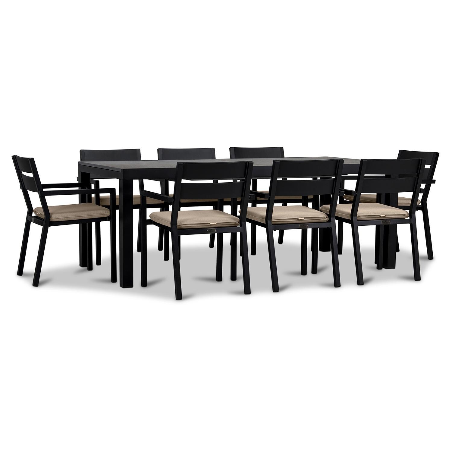 Calm Bay 9 Pc Extendable Dining Set in Black/Heather Beige by Lakeview - White Background 2 thumbnail