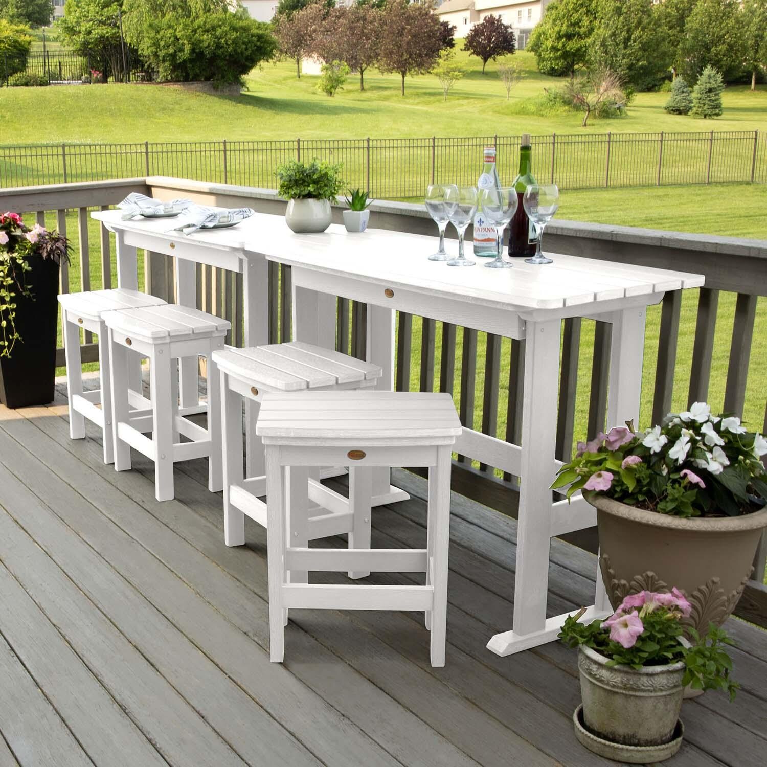 Hart Lane 6 Pc Recycled Plastic Counter Height Dining Set in White By Lakeview - Tables Against Railing - Lifestyle thumbnail