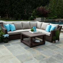 Alder 5 Piece Wicker Sectional Set W/ Sunbrella Cast Ash Cushions by Canopy Home and Garden image