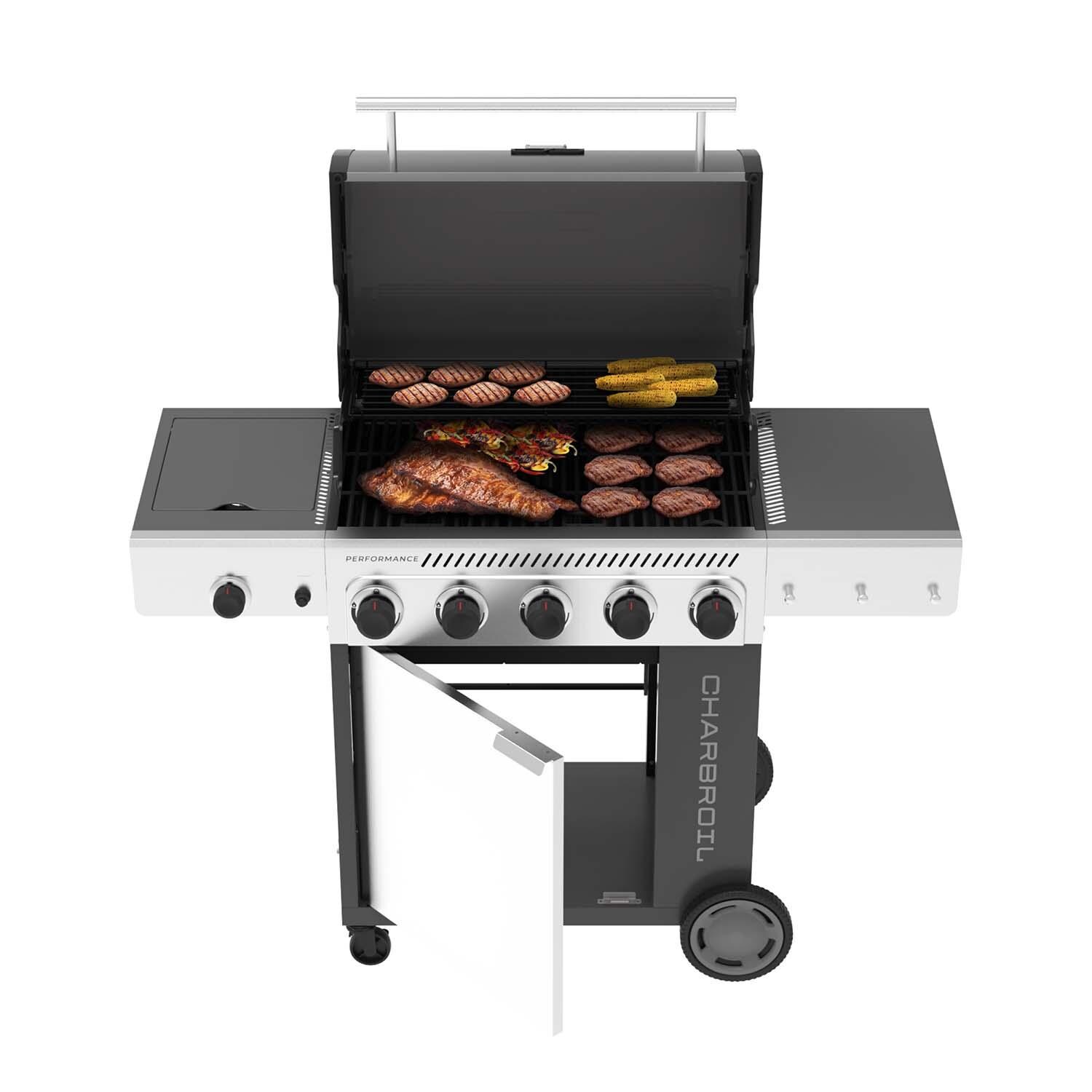 Charbroil 463463225 5-Burner Propane Grill - Stainless - In Use - White Background thumbnail