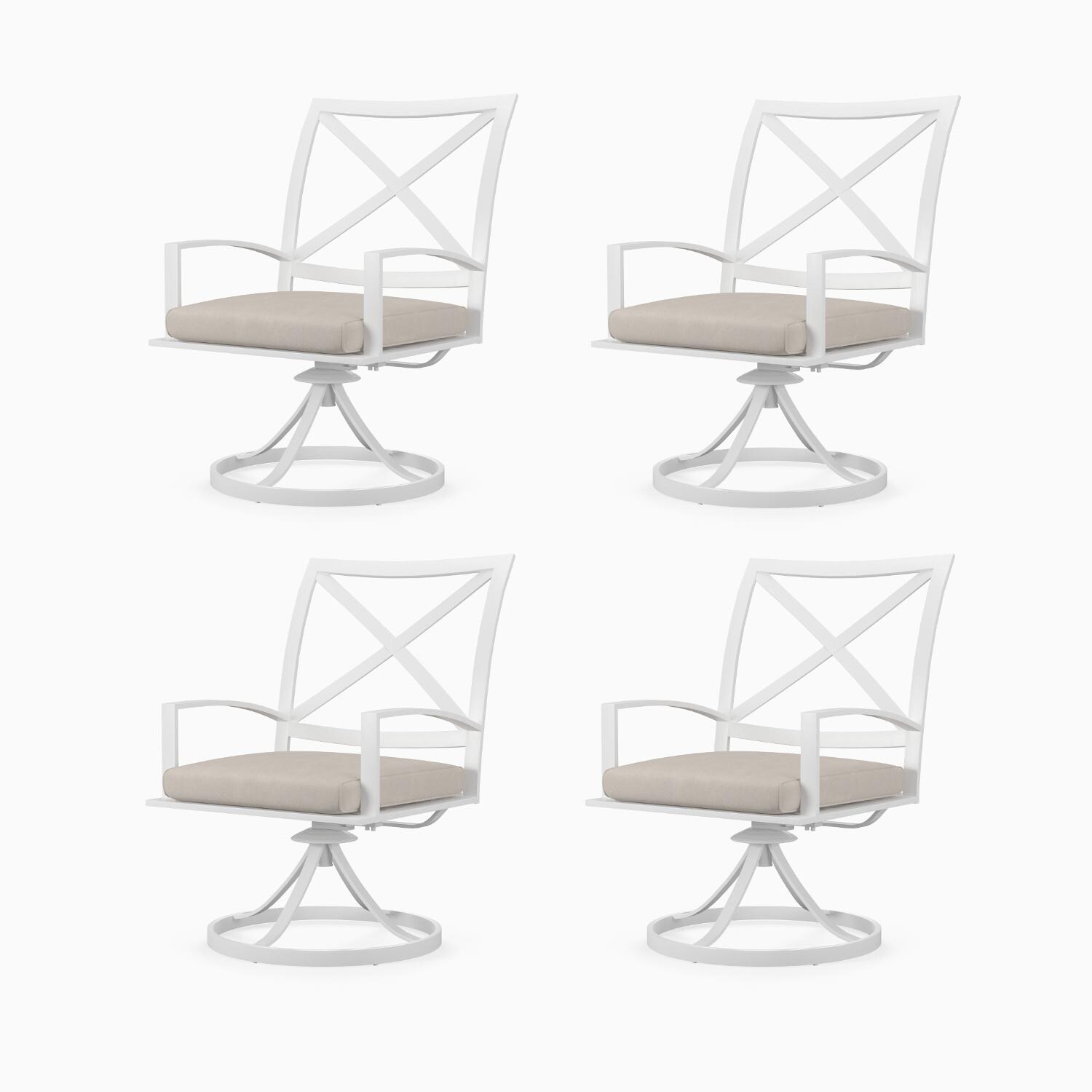 Bristol 4 Piece Aluminum Swivel Patio Dining Chair Set W/ Sunbrella Canvas Flax Self Welt Cushions By Sunset West