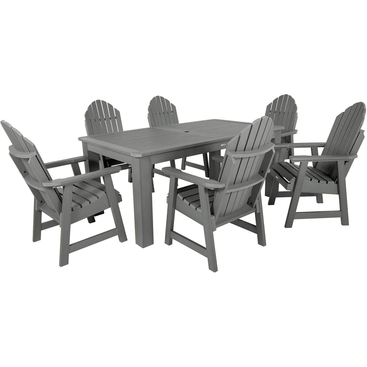 Dream Bay 7 Pc Rectangular Dining Set in Coastal Teak By Lakeview Outdoor Designs - White Background thumbnail