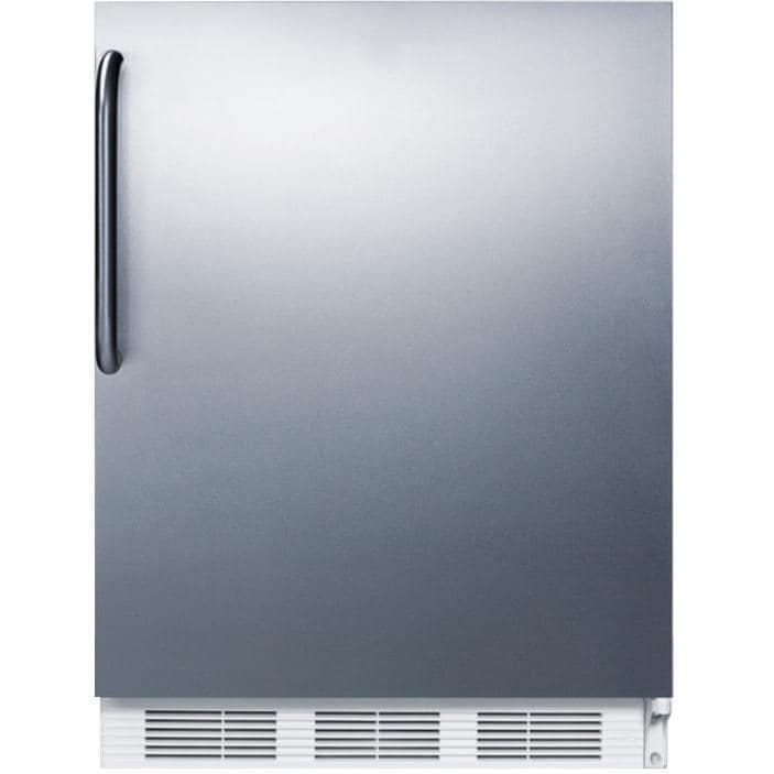 Summit 24-Inch 5.1 Cu. Ft. ADA Compliant Refrigerator / Freezer With Tower Bar Handle - Stainless Steel / White Cabinet - CT661BISSTBADA