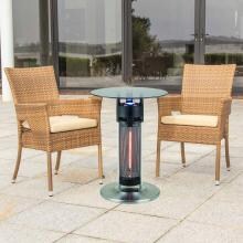 EnerG+ 1400W Electric Infrared Bistro Table Patio Heater With LED Light - 120V - Silver - HEA-14756LED image