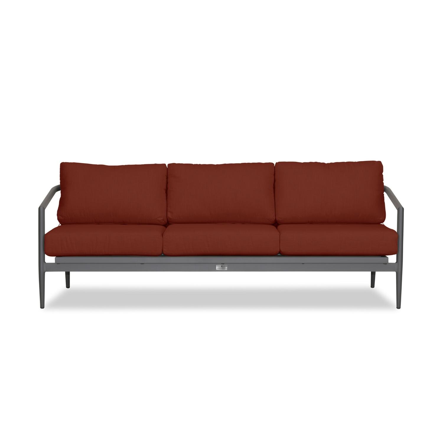 Lakeview Midnight Cove 3 Pc Aluminum Sofa Seating Set in Slate/Pebble Gray/Canvas Henna - Sofa - White Background thumbnail