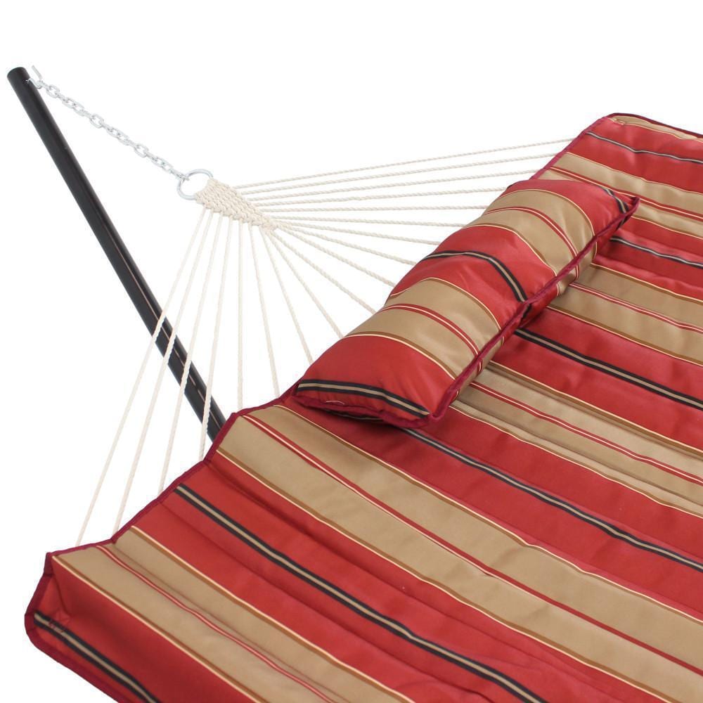 Ultimate Patio Rope Hammock w/ 12-Foot Stand, Pad, & Pillow - Awning Stripe - Pillow - Detail thumbnail