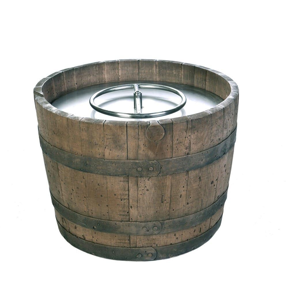 Tretco 25-Inch Wine Barrel Round Liquid Propane Concrete Fire Pit - Weathered Finish - C10-23-LP