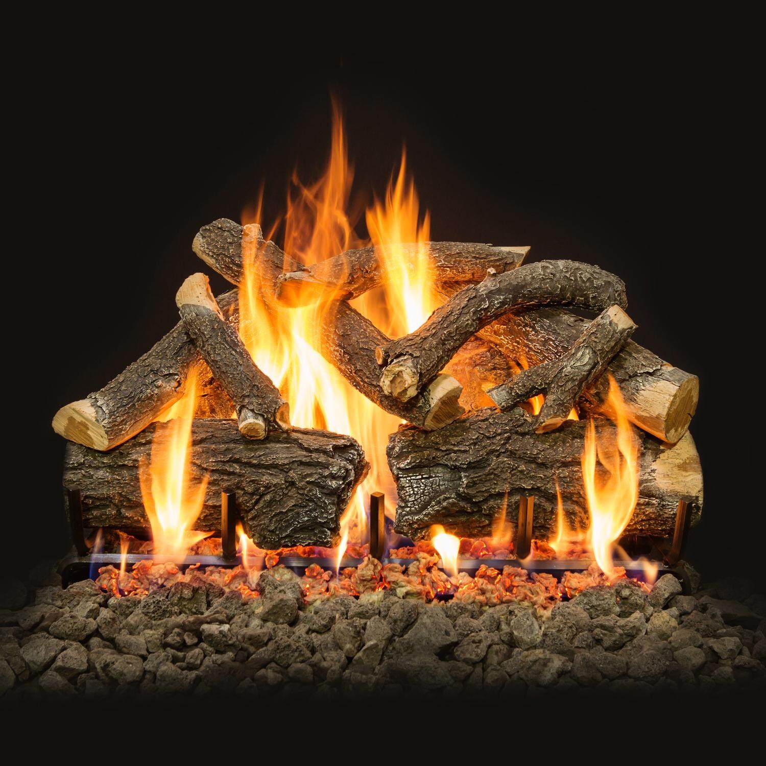 Grand Canyon 30-Inch Arizona Weathered Oak Charred Vented Natural Gas Log Set W/ 3 BRN Burner - Electronic On/Off Remote