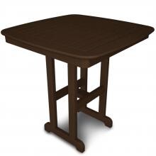 Nautical Mahogany Recycled Plastic Wood 37 Inch Square Patio Counter Height Bar Table By POLYWOOD