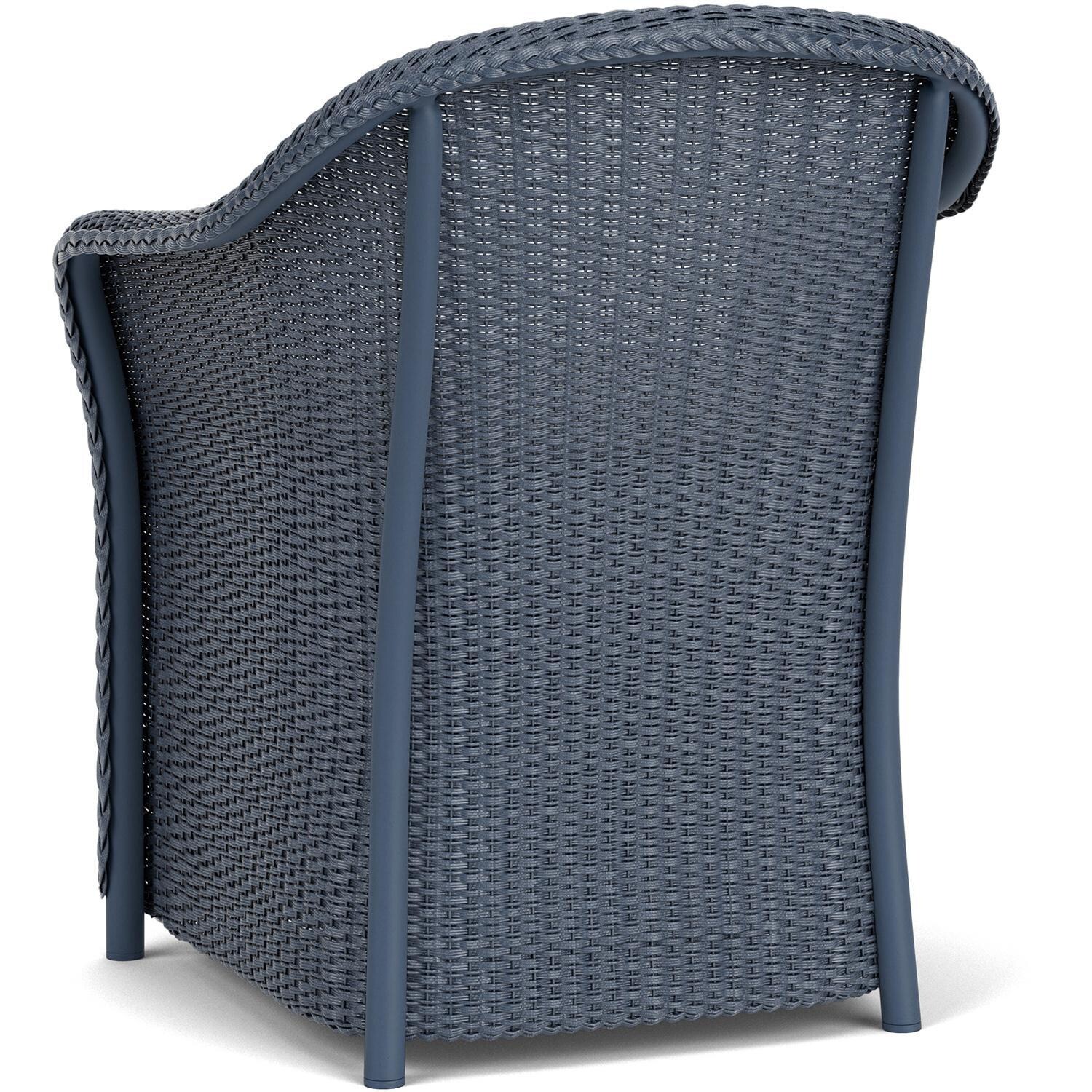 Lloyd Flanders Weekend Retreat Dining Armchair in Denim Blue Finish W/ Tundra Dove Fabric - Back Left thumbnail