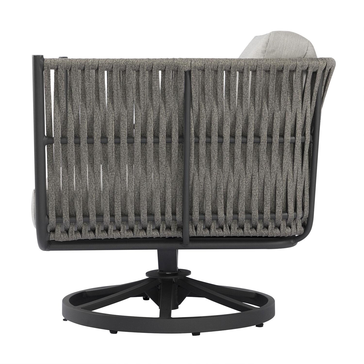 Elementi OS-2504W Milano Outdoor Aluminum Swivel Club Chair w/ Sunbrella Cushions - Side View - White Background thumbnail