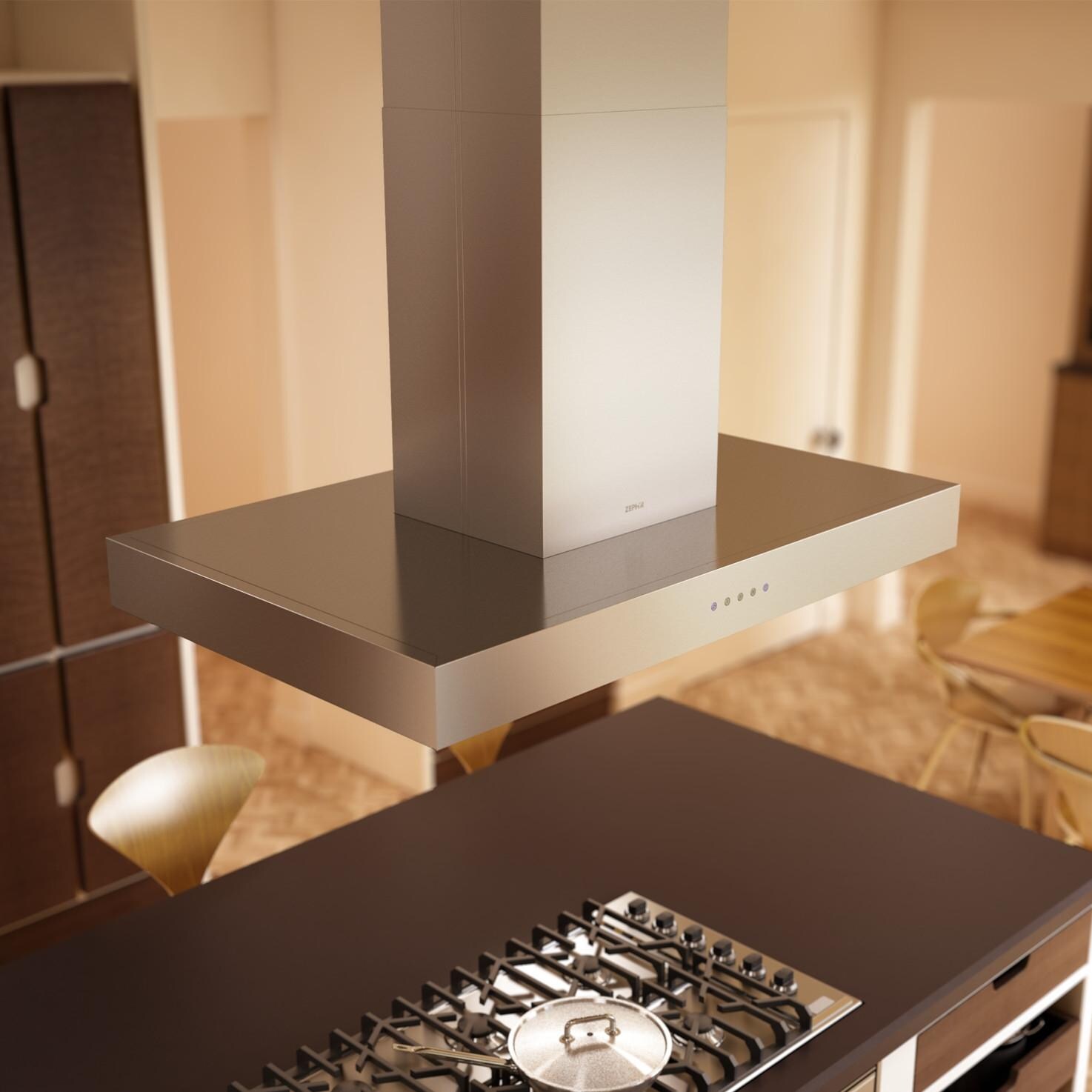 Zephyr Range Hoods 42-Inch Europa Roma Island Mount Chimney Range Hood With 600 CFM Internal Blower - Stainless Steel - ZRM-E42CS - Top View thumbnail