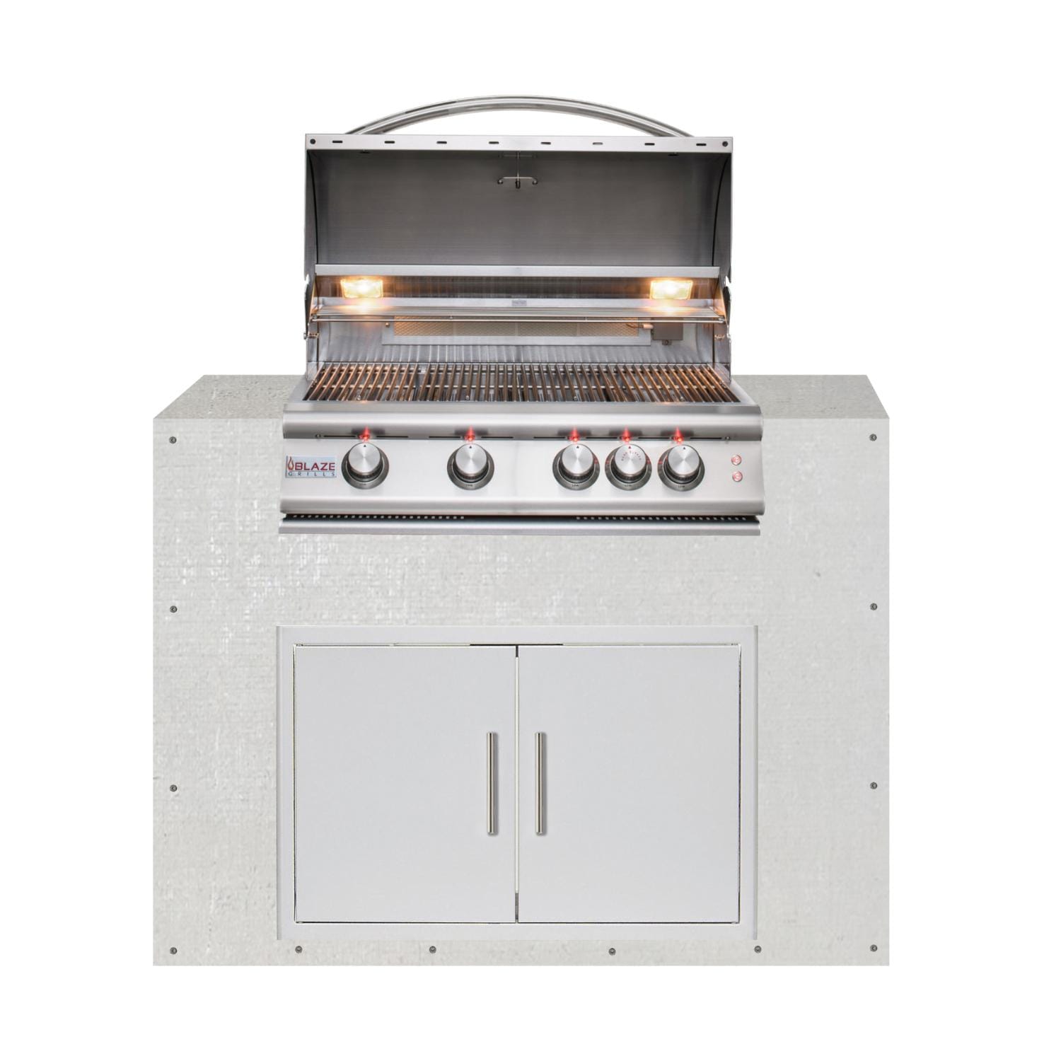 BBQGuys Signature 48-Inch Ready for Finish Outdoor Kitchen Module w/ Blaze LTE 32-Inch Propane Grill & Double Doors
